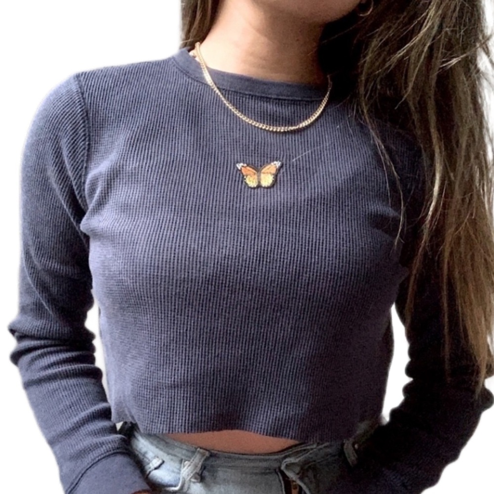 navy custom butterfly tee | fairy core ᰔ